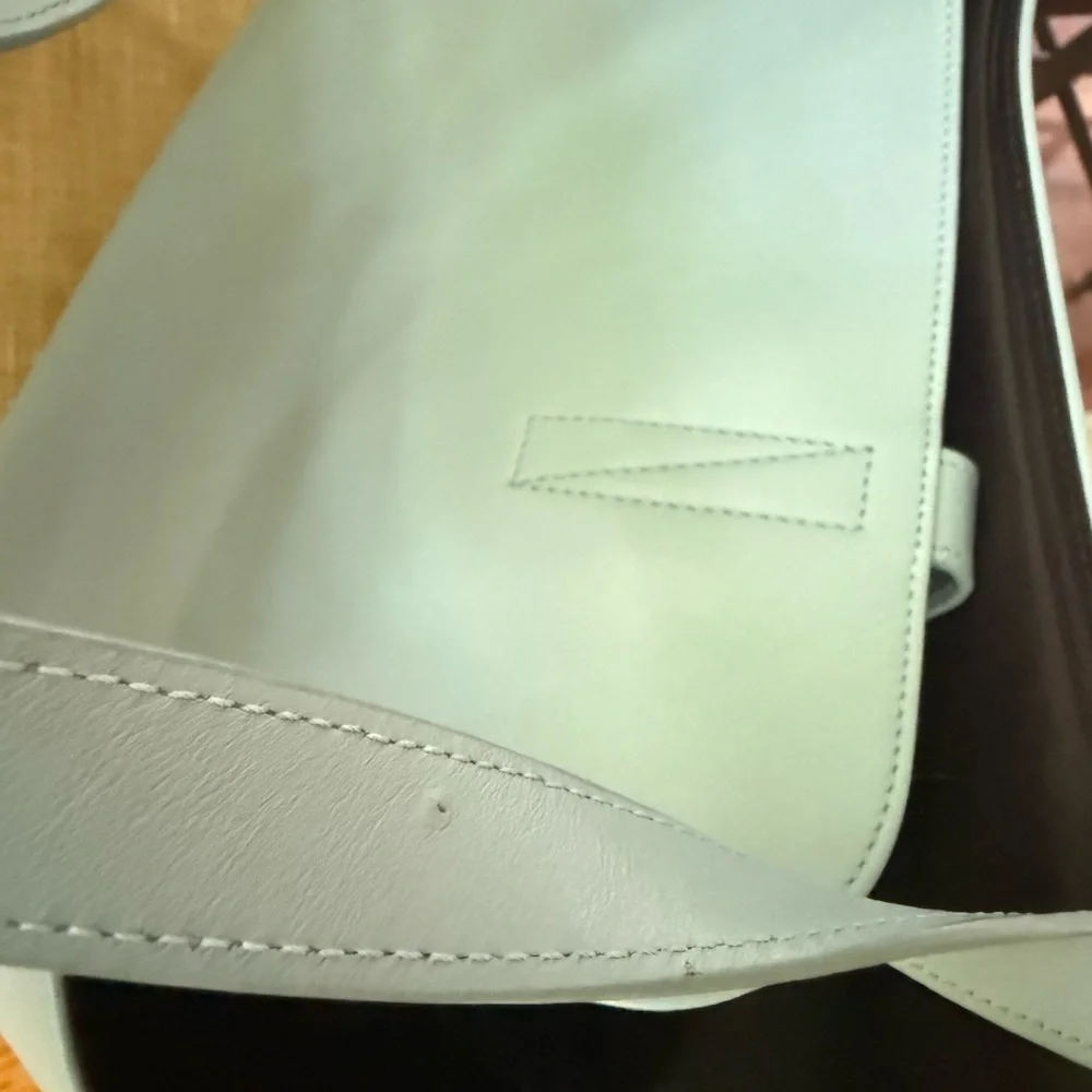Light Blue Leather Dog Tote Bag Carrier by Fable Pets